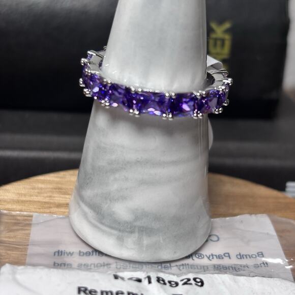 Bomb Party Ring Size 11 RG18929 “Remember To Smile” Purple Topaz On Rhodium BP - Picture 1 of 3